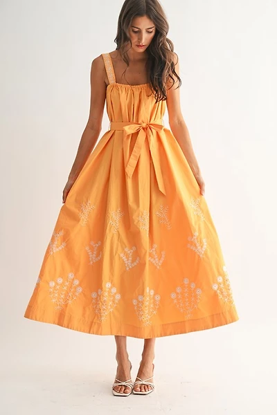 Sunburst Embroidered Maxi Dress