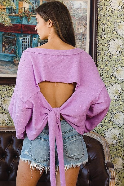 Purple Tie Back Top