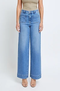 Med Wash Front Pocket Jeans