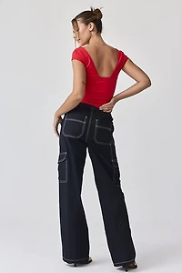 Black Contrasting Cargo Pants