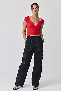 Black Contrasting Cargo Pants