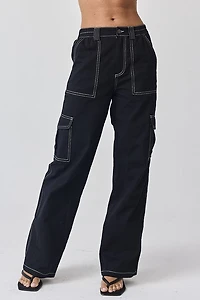 Black Contrasting Cargo Pants
