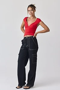 Black Contrasting Cargo Pants
