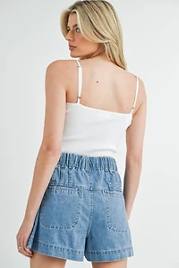 White Scalloped Tank Top