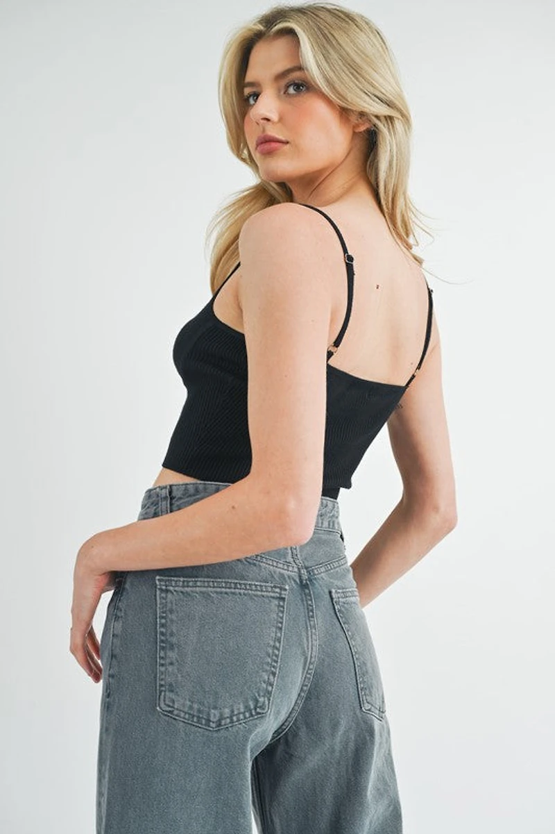 Black Scalloped Tank Top