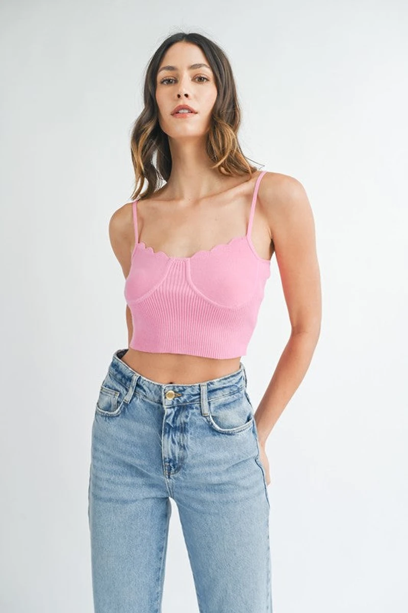 Pink Scalloped Tank Top