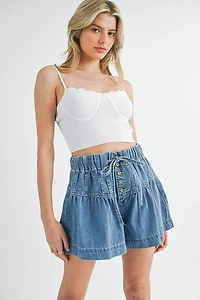White Scalloped Tank Top