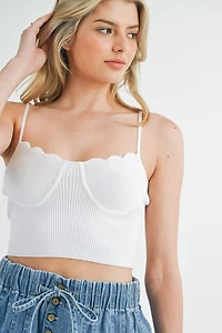 White Scalloped Tank Top