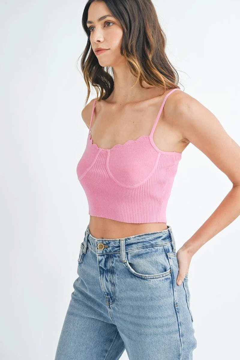 Pink Scalloped Tank Top