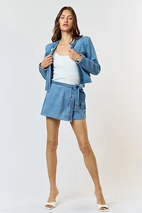 Braided Denim Wrapped Skort