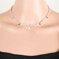 Rectangle Station Charms Seed Beaded Necklace