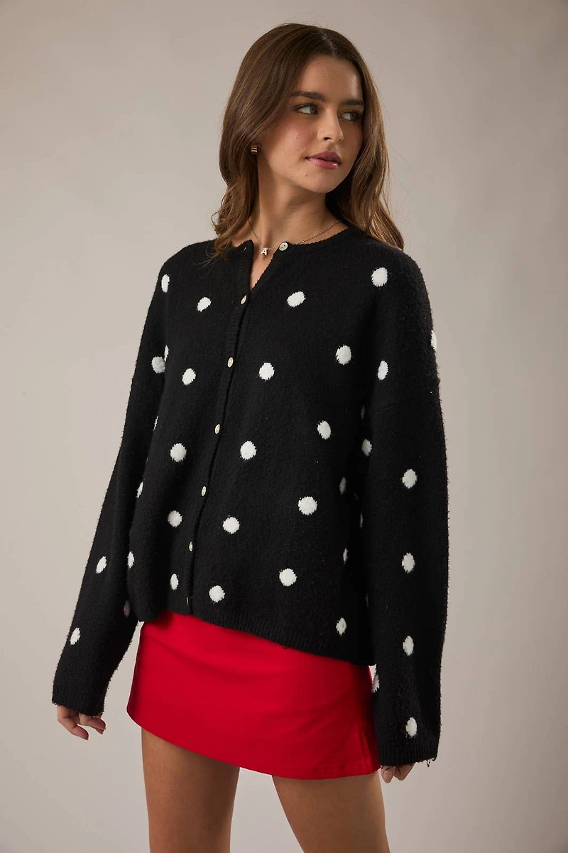 Black Polka Dot Cardigan