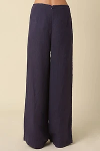 Navy Wide Leg Linen Pants