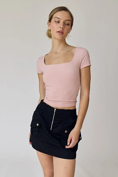 Pink Square Neck Top