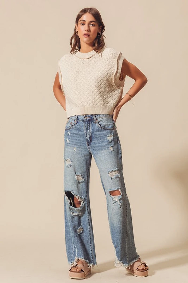Mid Rise Denim Pants