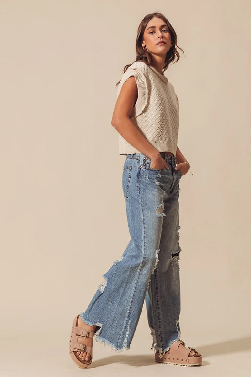 Mid Rise Denim Pants