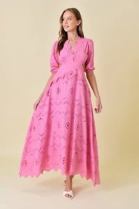 Pink Puff Shoulder Dress