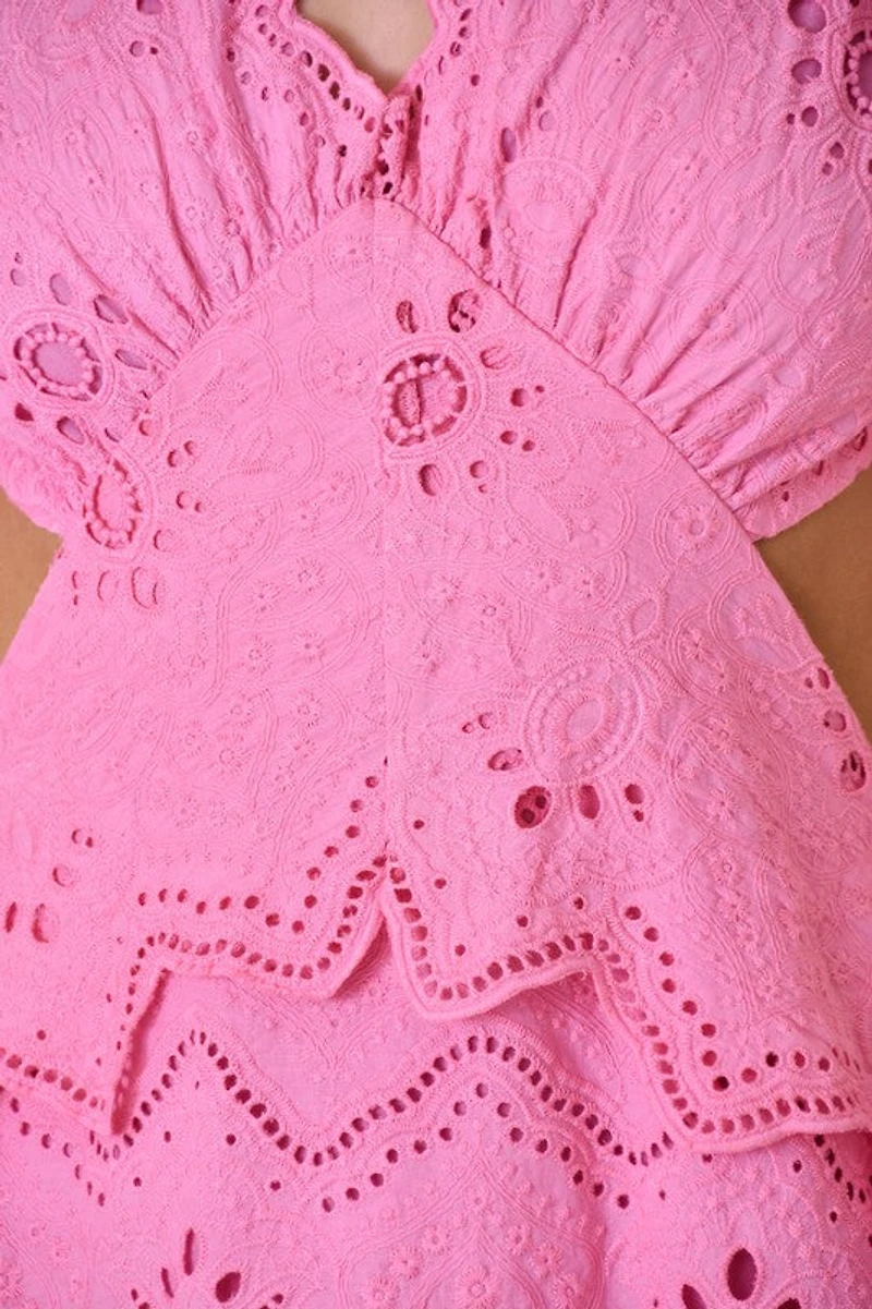 Pink Puff Shoulder Dress