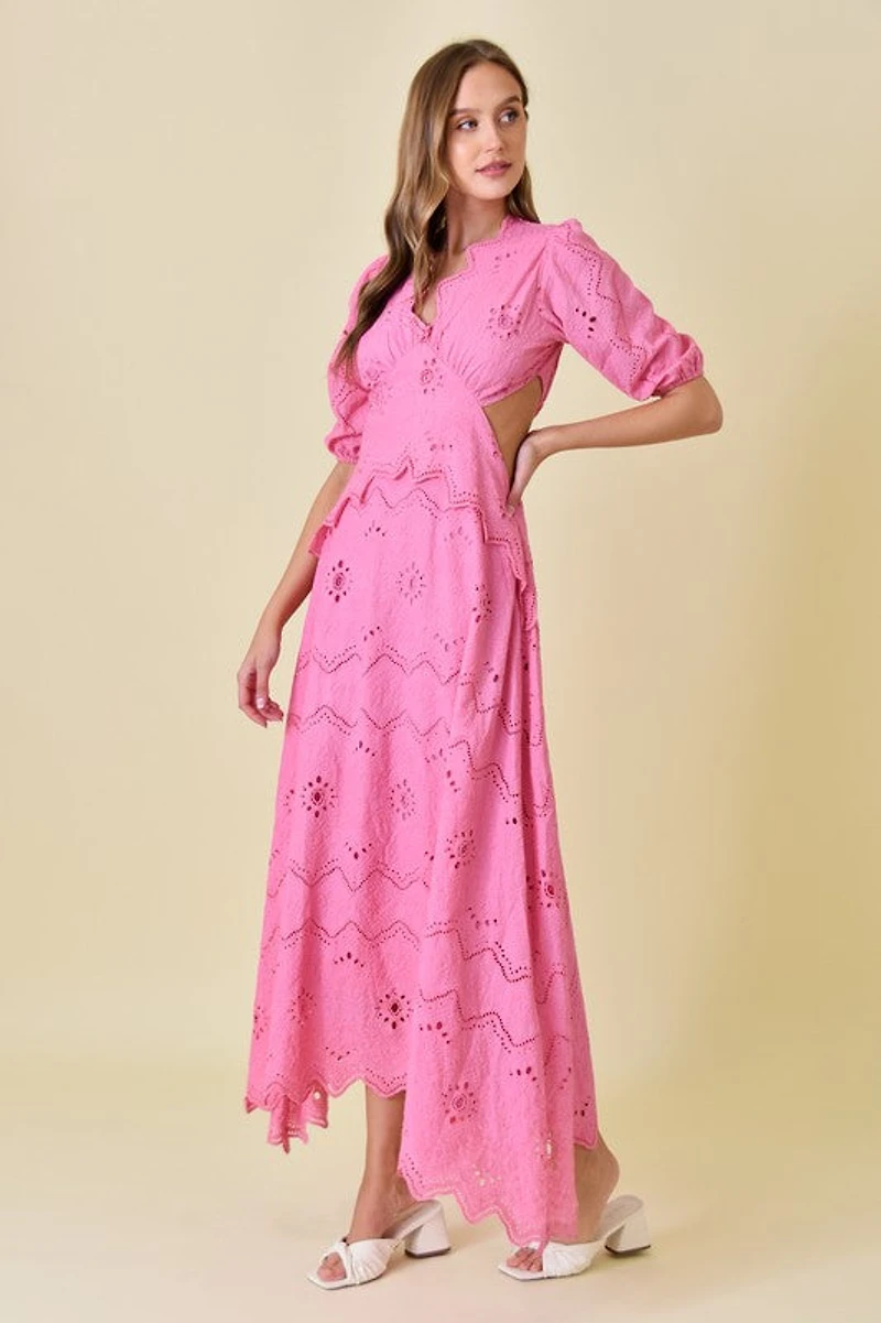 Pink Puff Shoulder Dress