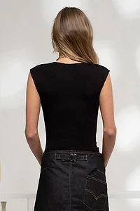 Black Seamless Sleeveless Knit Top