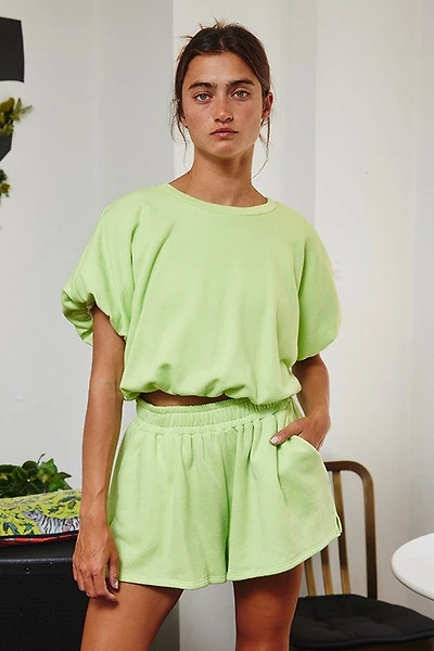 Lime Bubble Hem Terry Crop Top