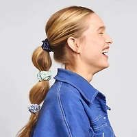 Ruched Satin Scrunchies 5pc Set - Garden Bouquet