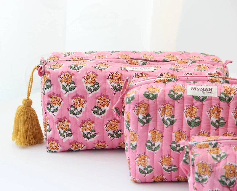 Bubblegum Floral Makeup Bag - LARGE only