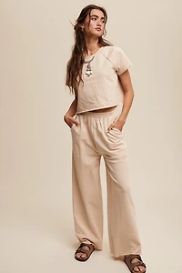 Natural Tee & Wide Leg Pants Set