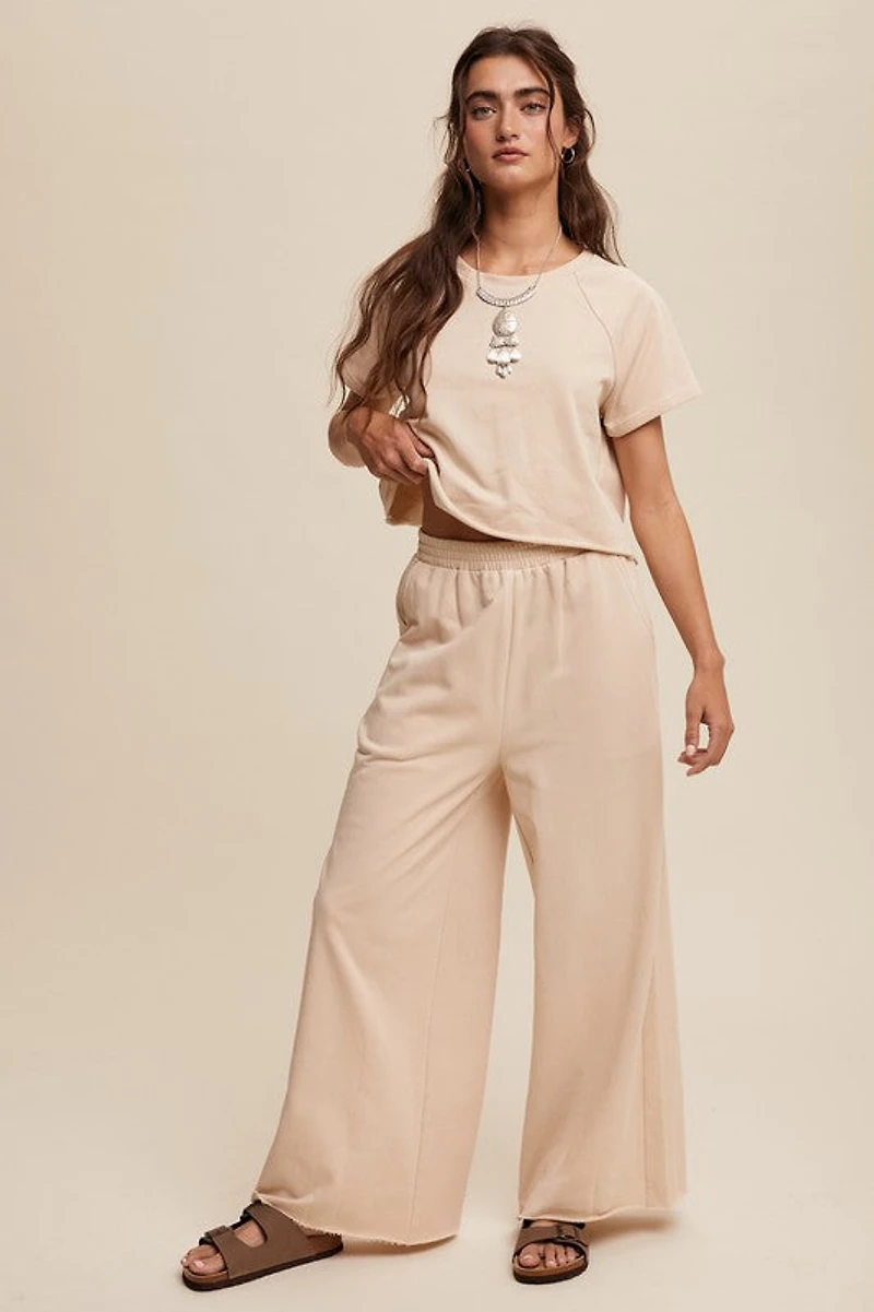 Natural Tee & Wide Leg Pants Set