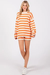 Orange & White Striped Long Sleeve Set