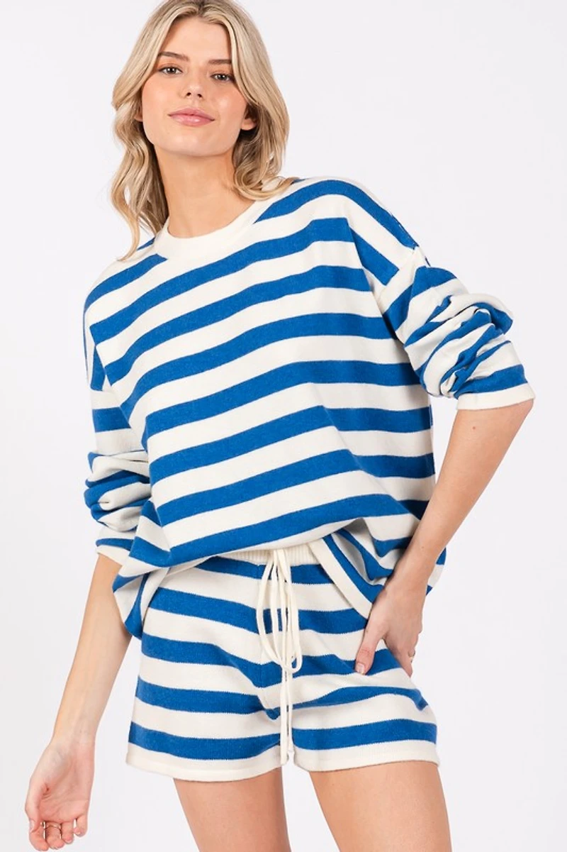 White Striped Long Sleeve Set