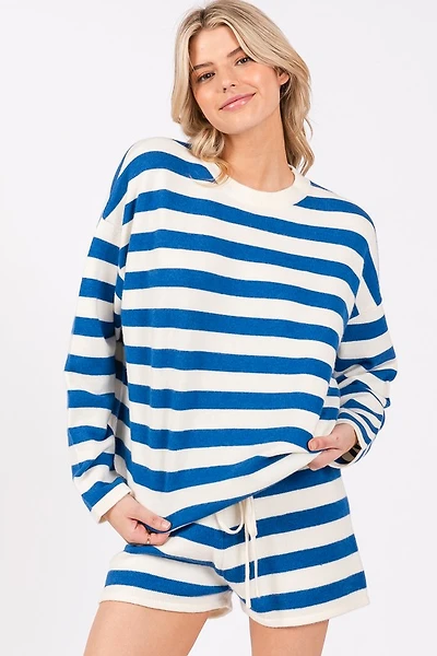 White Striped Long Sleeve Set