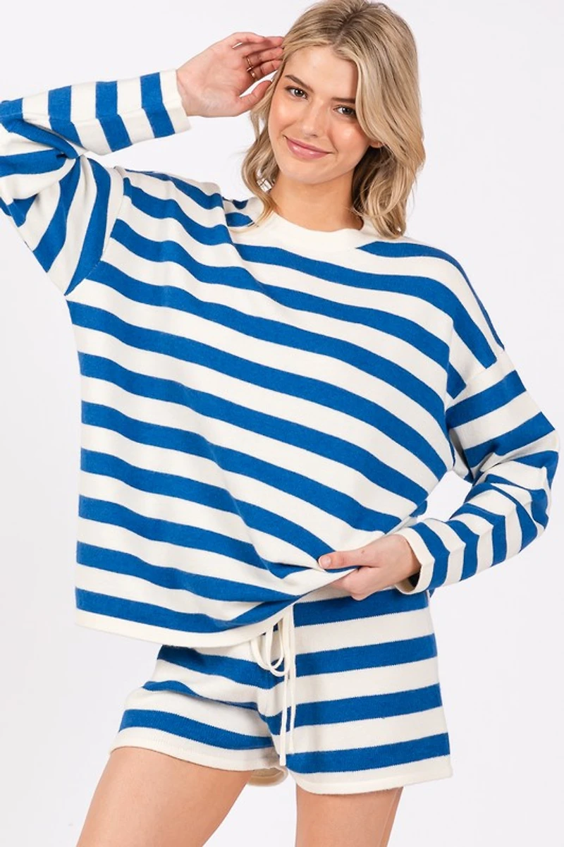 White Striped Long Sleeve Set