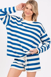 White Striped Long Sleeve Set
