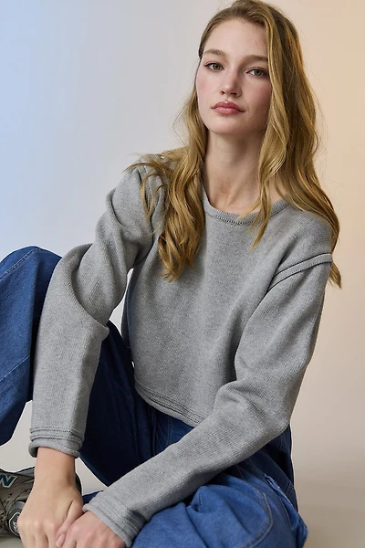 Zoe Grey Loose Fit Cropped Top