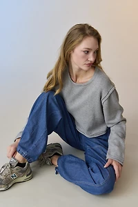 Zoe Grey Loose Fit Cropped Top