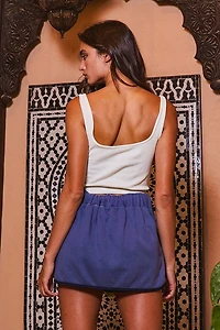 Denim Contrast Binding Mini Skort