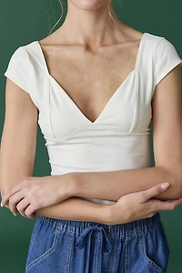 White V-Neck Top