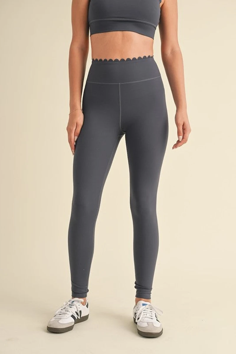 Ash Blue Scalloped Bra Top & Legging Set