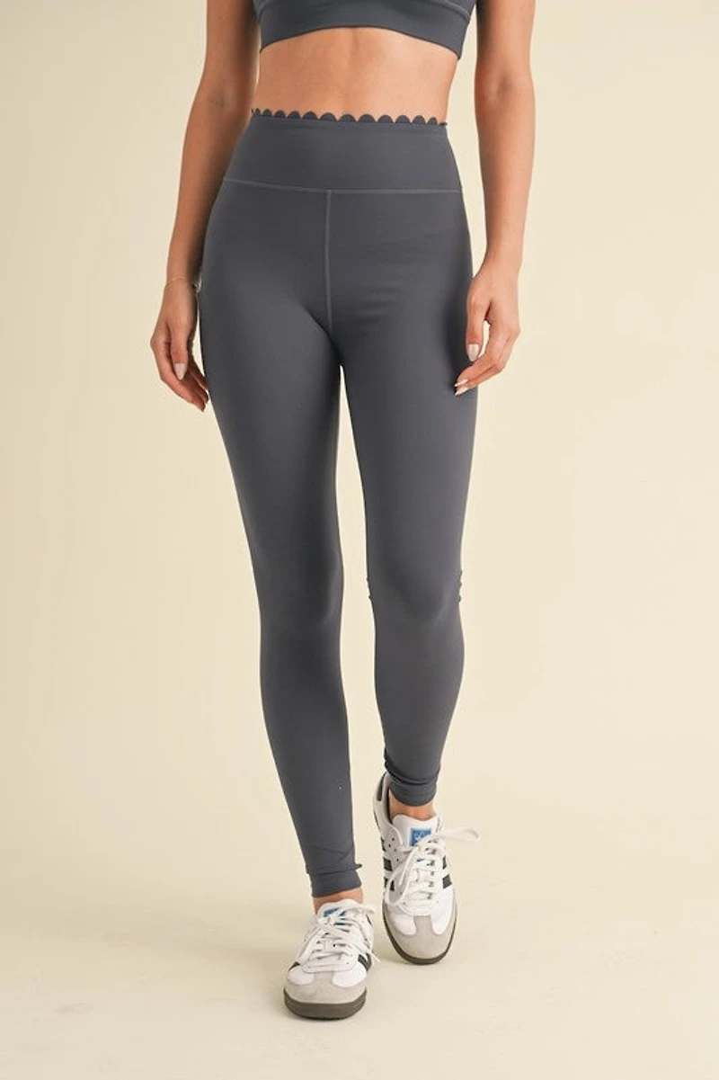 Ash Blue Scalloped Bra Top & Legging Set