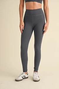 Ash Blue Scalloped Bra Top & Legging Set