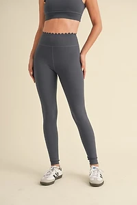 Ash Blue Scalloped Bra Top & Legging Set