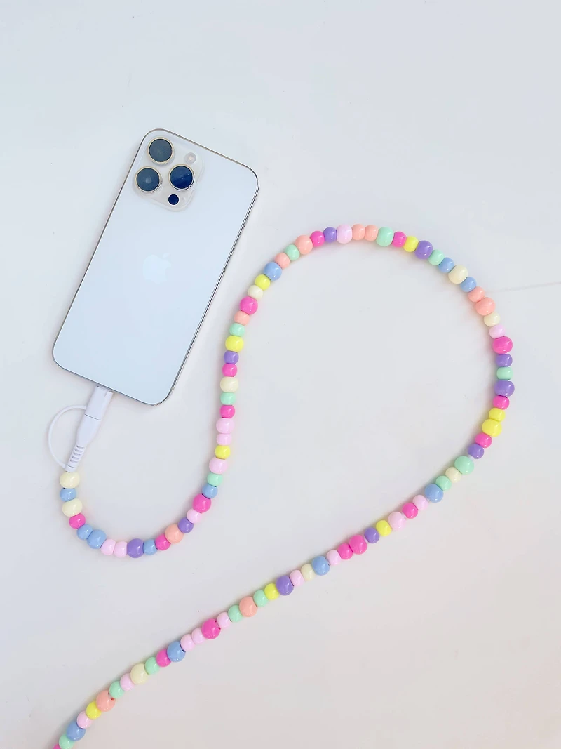 Pearly White Beaded Phone Charger