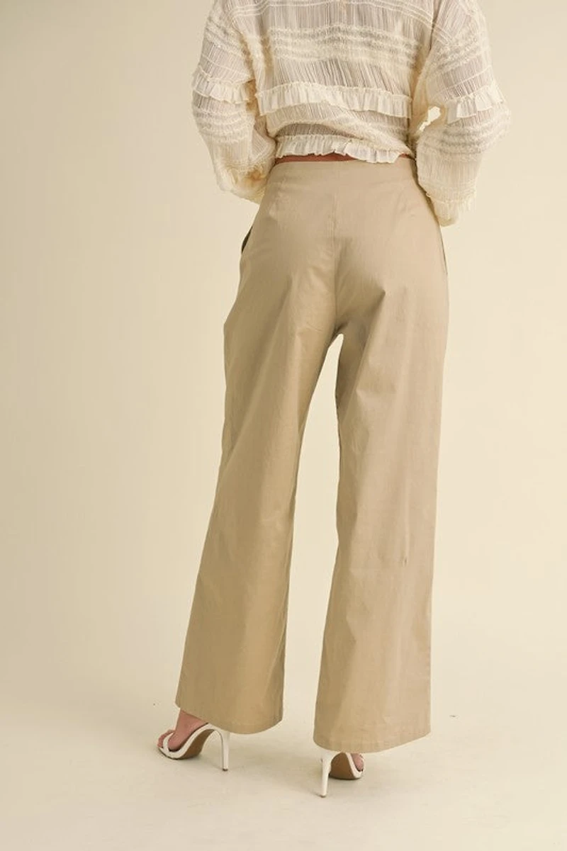 Taupe Pleated Wide Leg Pants