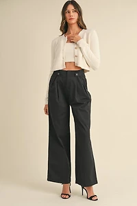 Black Pleated Wide Leg Pants