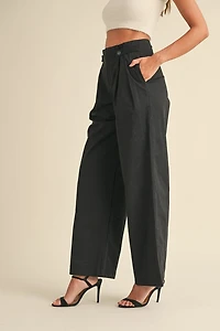 Black Pleated Wide Leg Pants