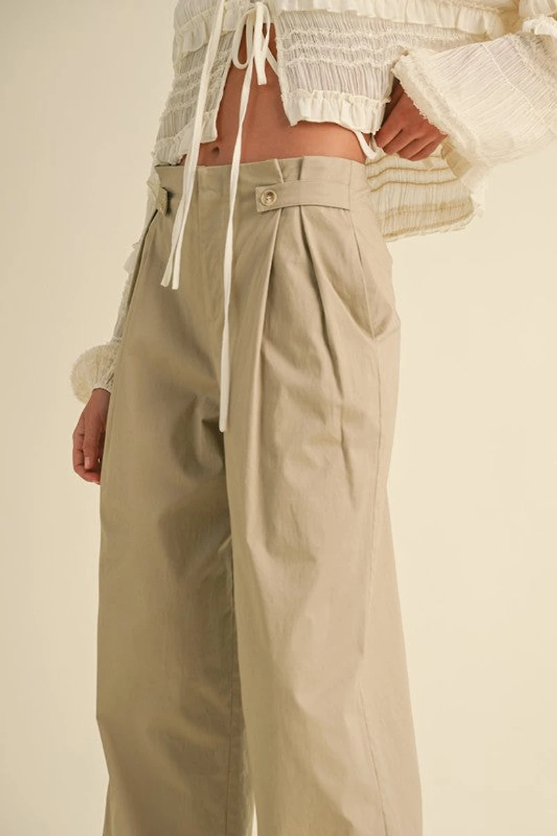 Taupe Pleated Wide Leg Pants