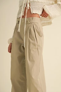 Taupe Pleated Wide Leg Pants