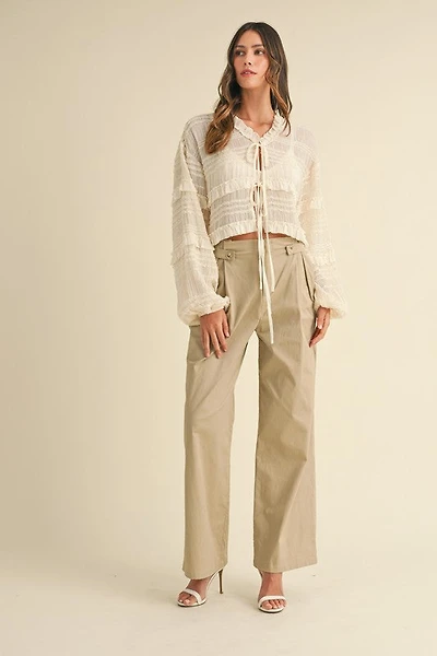 Taupe Pleated Wide Leg Pants
