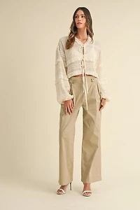 Taupe Pleated Wide Leg Pants